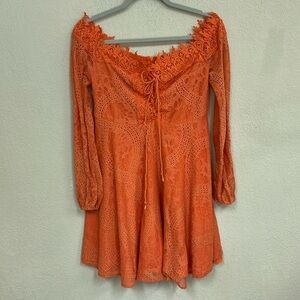 Chic Orange Lace Mini Dress